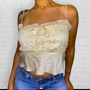 Vintage Y2K Betsy Johnson Silk Babydoll Cami Lace